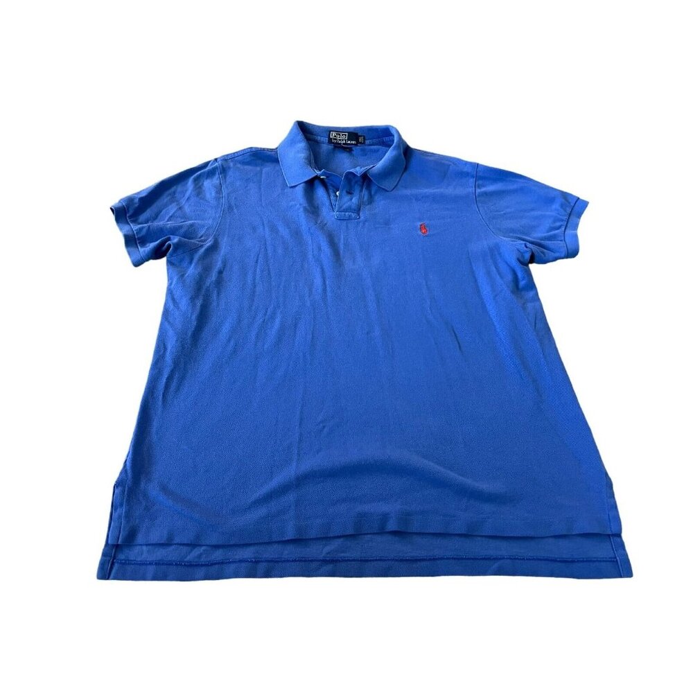 Polo Ralph Lauren Custom Fit Mens Polo Shirt Blue XXL Embroidered Hi Low Hem